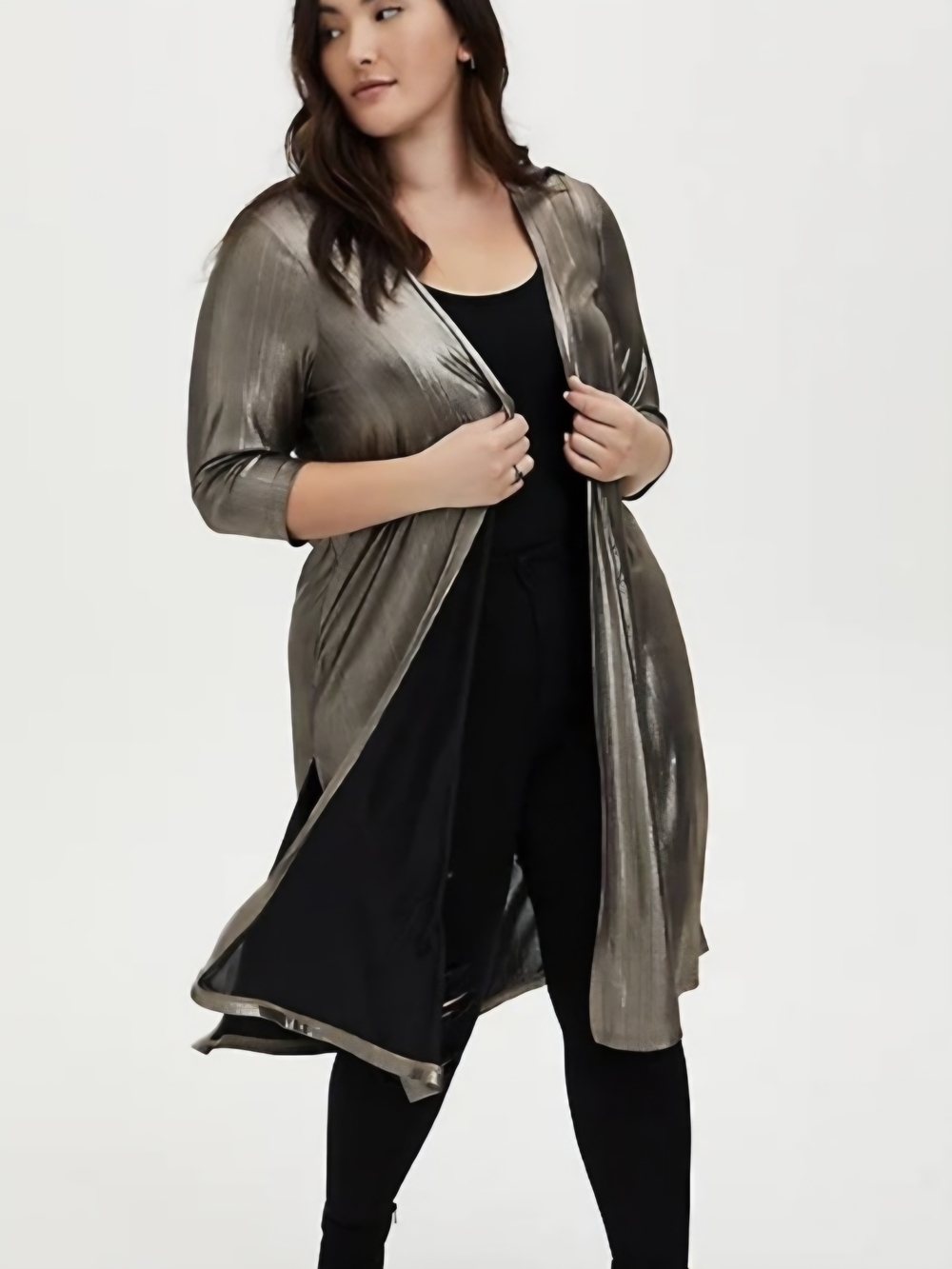 Torrid 6x Gold Shimmer Rib Duster Kimono
